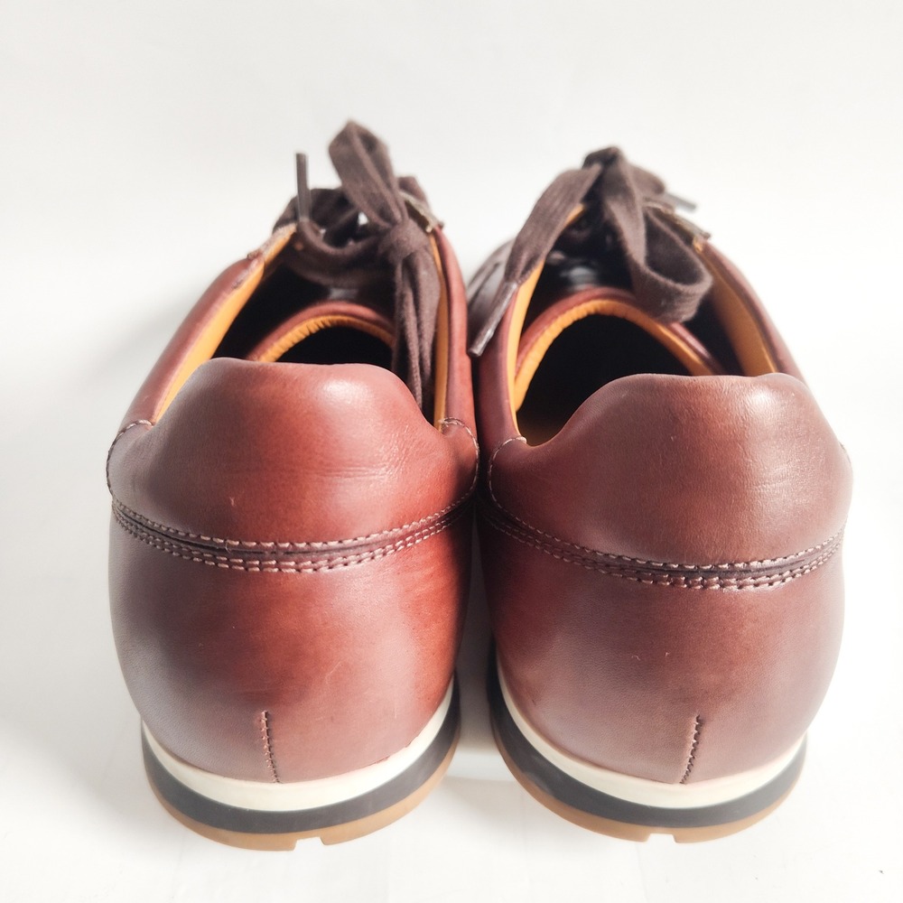 Magnanni Leather Sneakers Mens 8.5 41.5 Ibiza Brown Low Top Lace Up Luxury Shoes - Picture 7 of 11